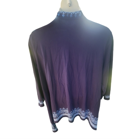 COLDWATER CREEK plus size blue embroidered topper jacket cardigan 3x 24 - Picture 10 of 11